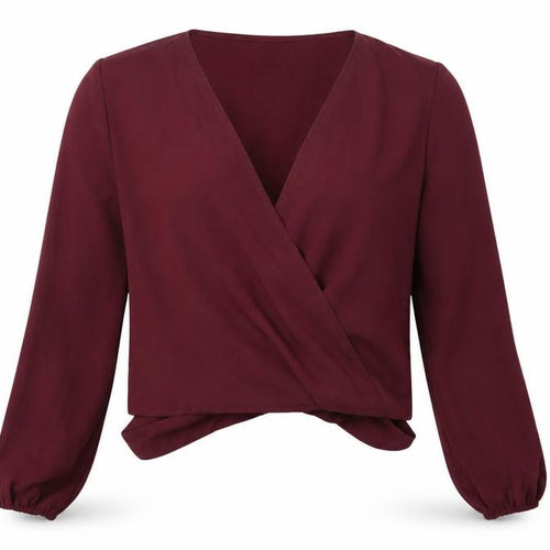 Missguided Women's Red Wrap Blouse, Size 16, Casual Style