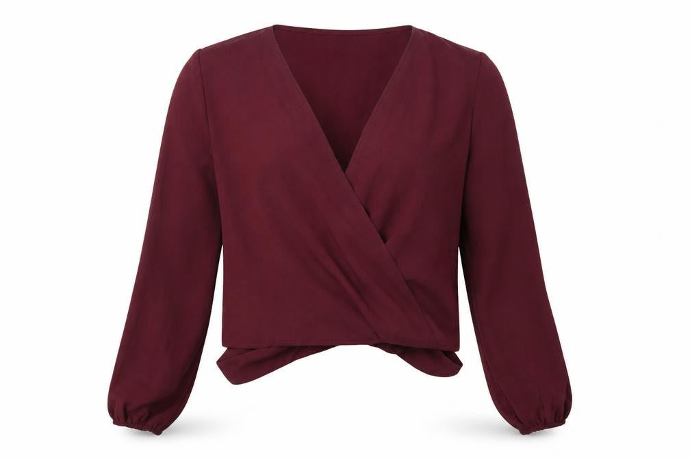 Missguided Women's Red Wrap Blouse, Size 16, Casual Style