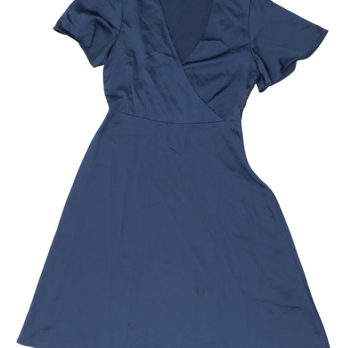 H&M Women's Blue Wrap Dress Size 10 Short Sleeve