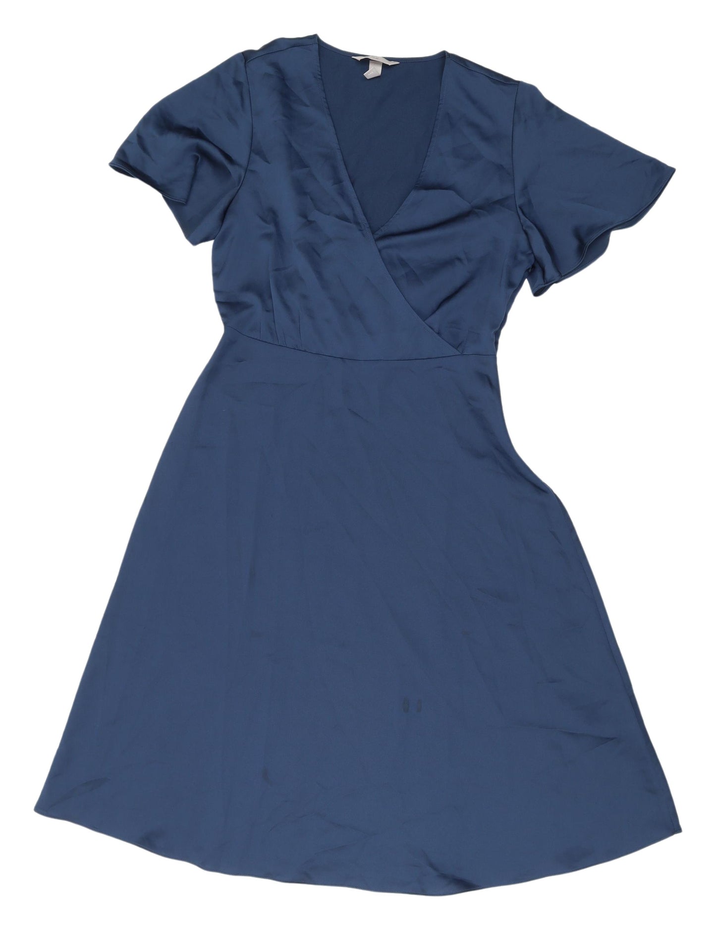 H&M Women's Blue Wrap Dress Size 10 Short Sleeve