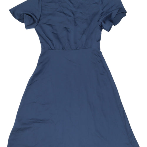 H&M Women's Blue Wrap Dress Size 10 Short Sleeve