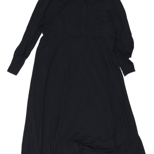 Marks and Spencer Black Midi A-Line Dress, Size 12