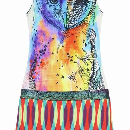 Fashion Madina Women's Colourful Owl Tank Dress L