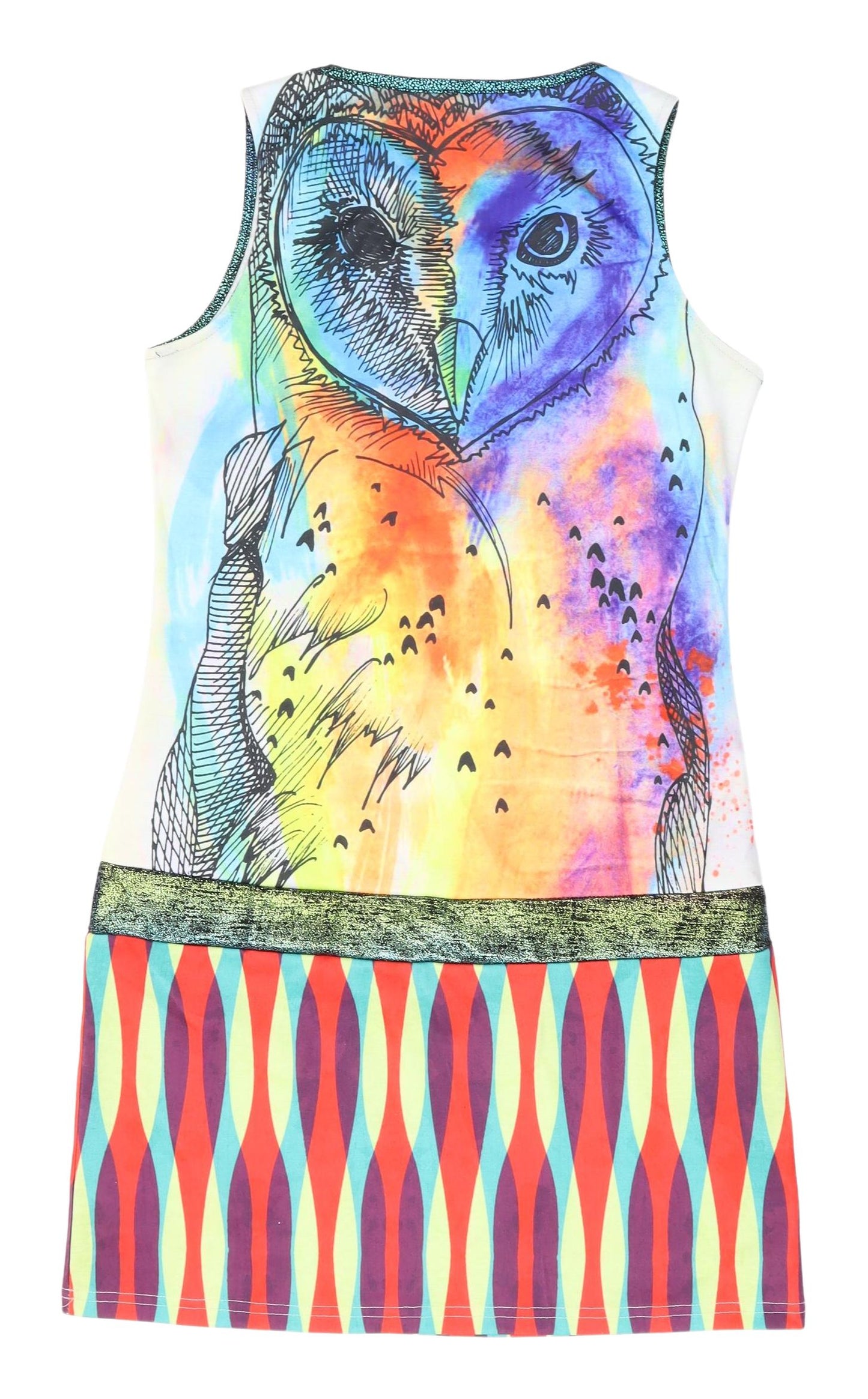 Fashion Madina Women's Colourful Owl Tank Dress L