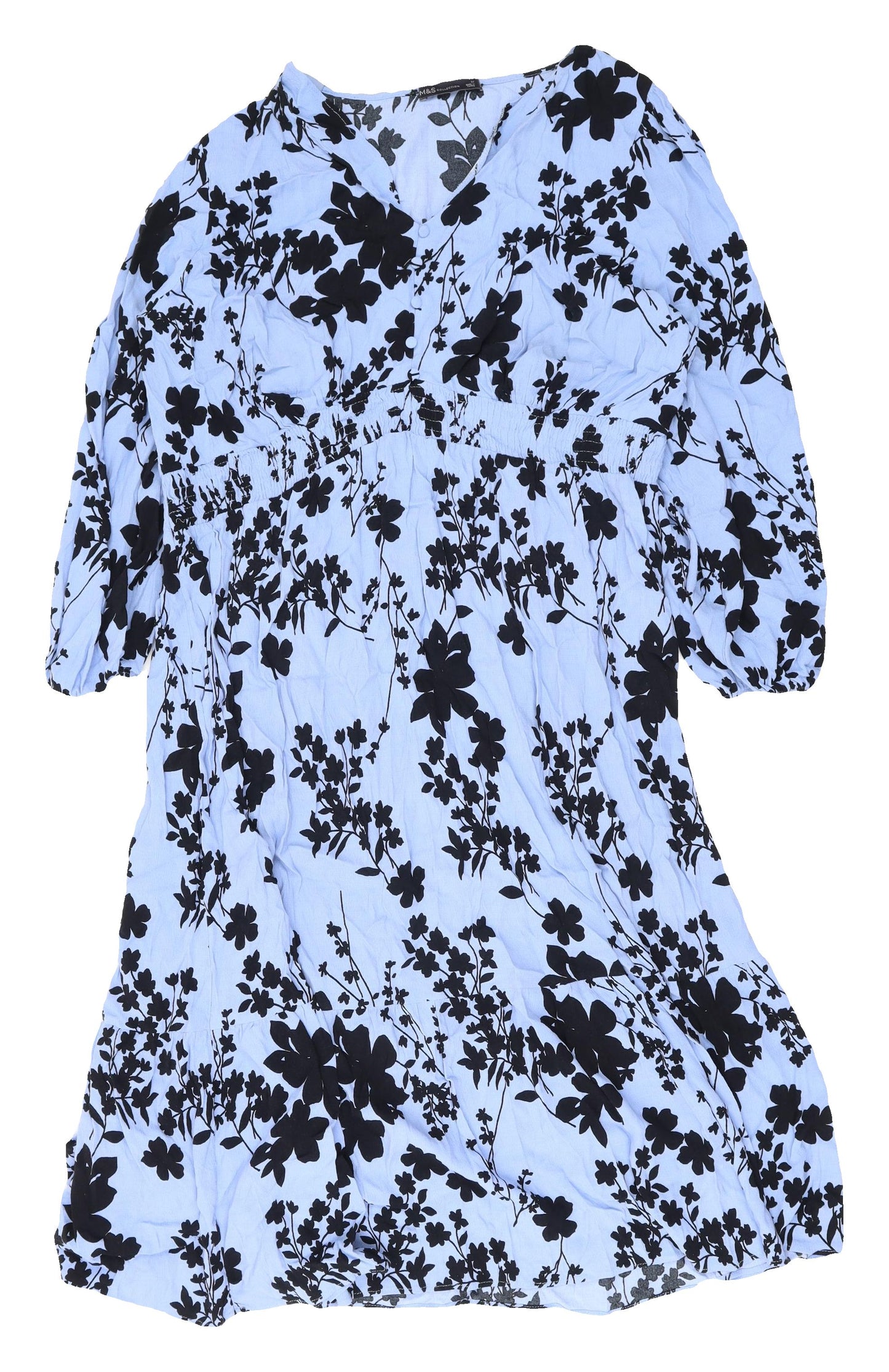 Marks and Spencer Women's Blue Floral Dress Size 22