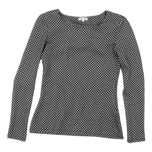 Reiss Women's Black Geometric Knit Blouse, Size S