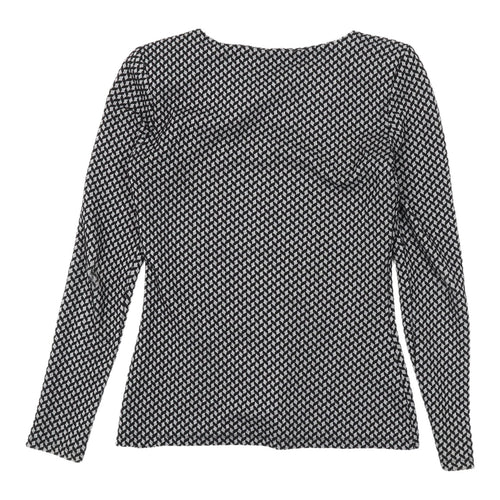 Reiss Women's Black Geometric Knit Blouse, Size S