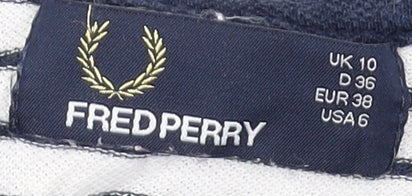 Fred Perry Women's White Striped Shirt Dress Size 10