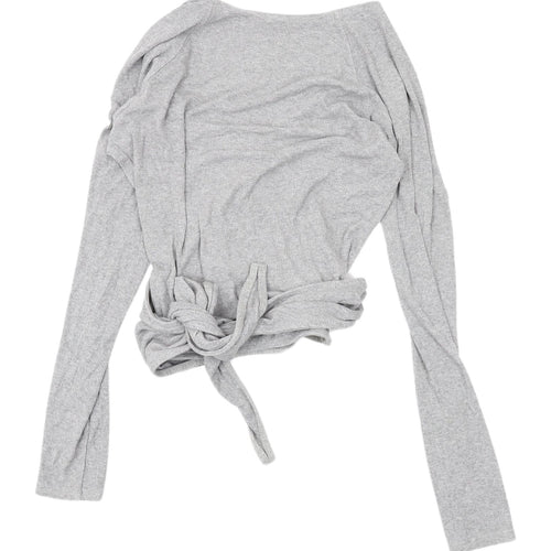 Sparkle & Fade Grey Wrap Knit Top - Medium