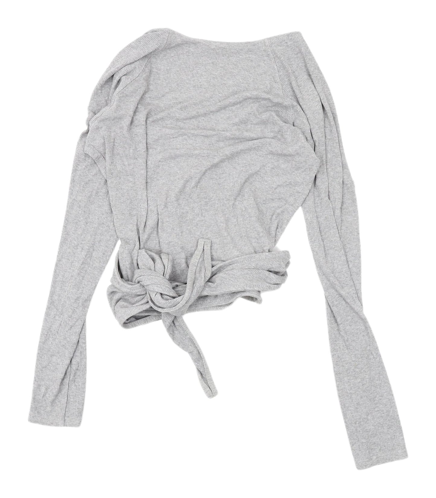 Sparkle & Fade Grey Wrap Knit Top - Medium