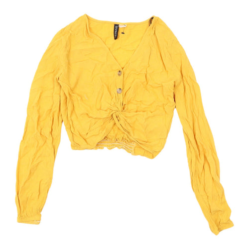 H&M Women's Yellow Cropped Viscose Blouse Size 6