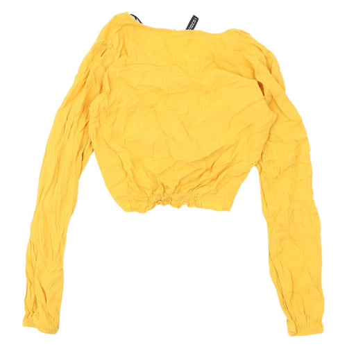 H&M Women's Yellow Cropped Viscose Blouse Size 6