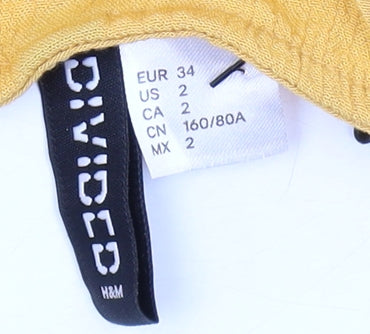 H&M Women's Yellow Cropped Viscose Blouse Size 6