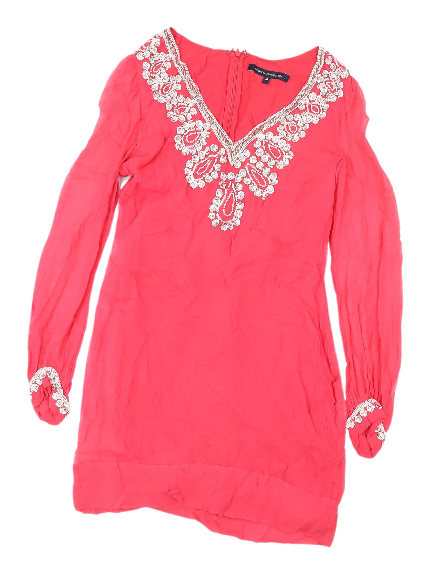 French Connection Women's Pink Embroidered Mini Shift Dress