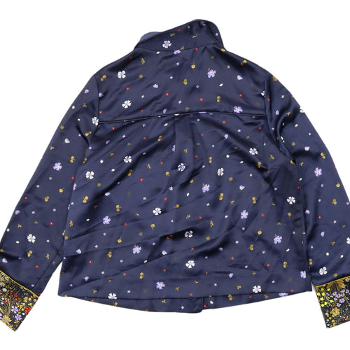 Marks and Spencer Women's Blue Floral Button-Up Shirt