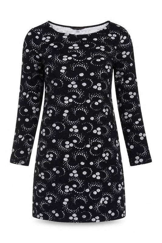 Front view of Phase Eight Women's Black Geometric Shift Dress 10