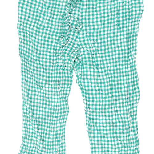 Simply Be Women's Green Check Cropped Trousers