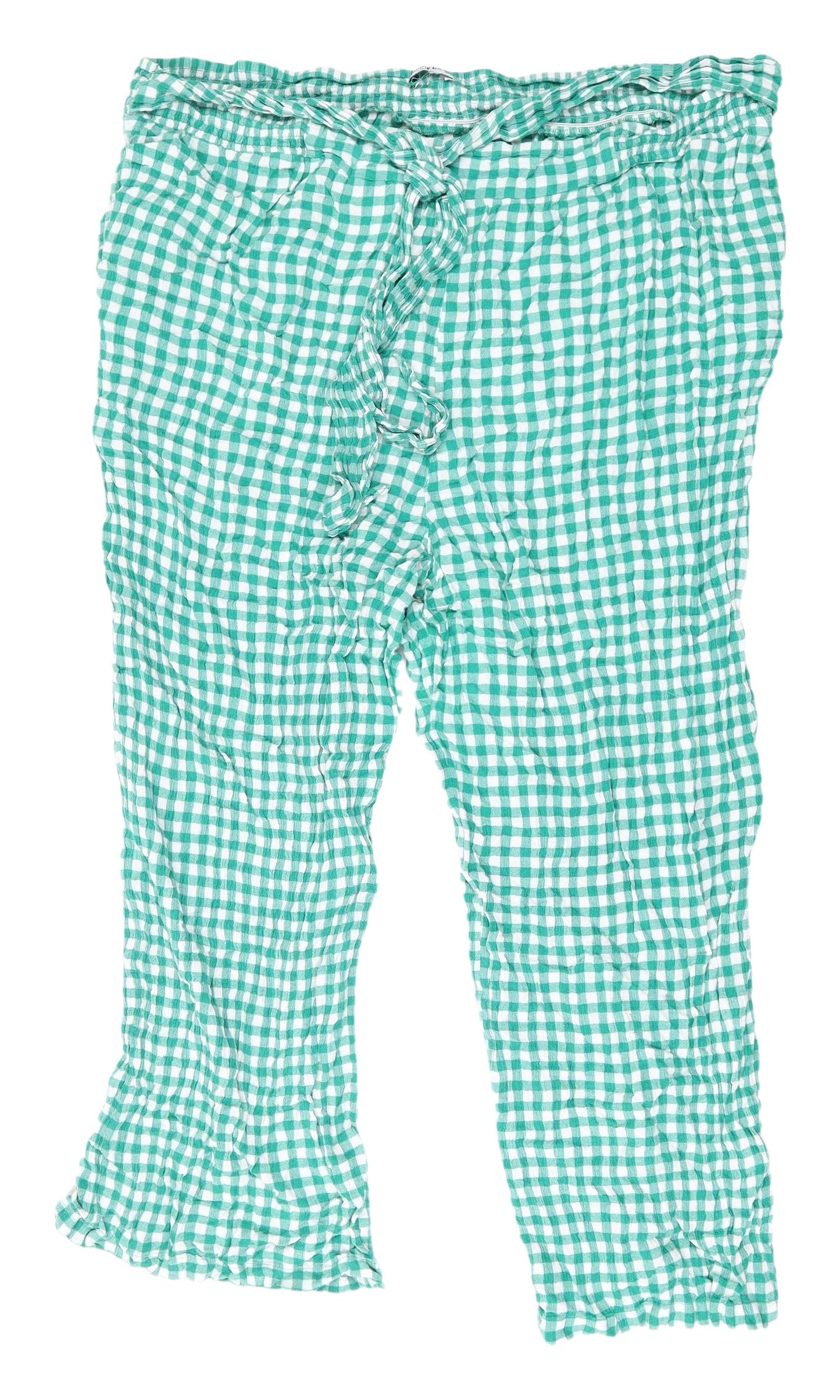 Simply Be Women's Green Check Cropped Trousers