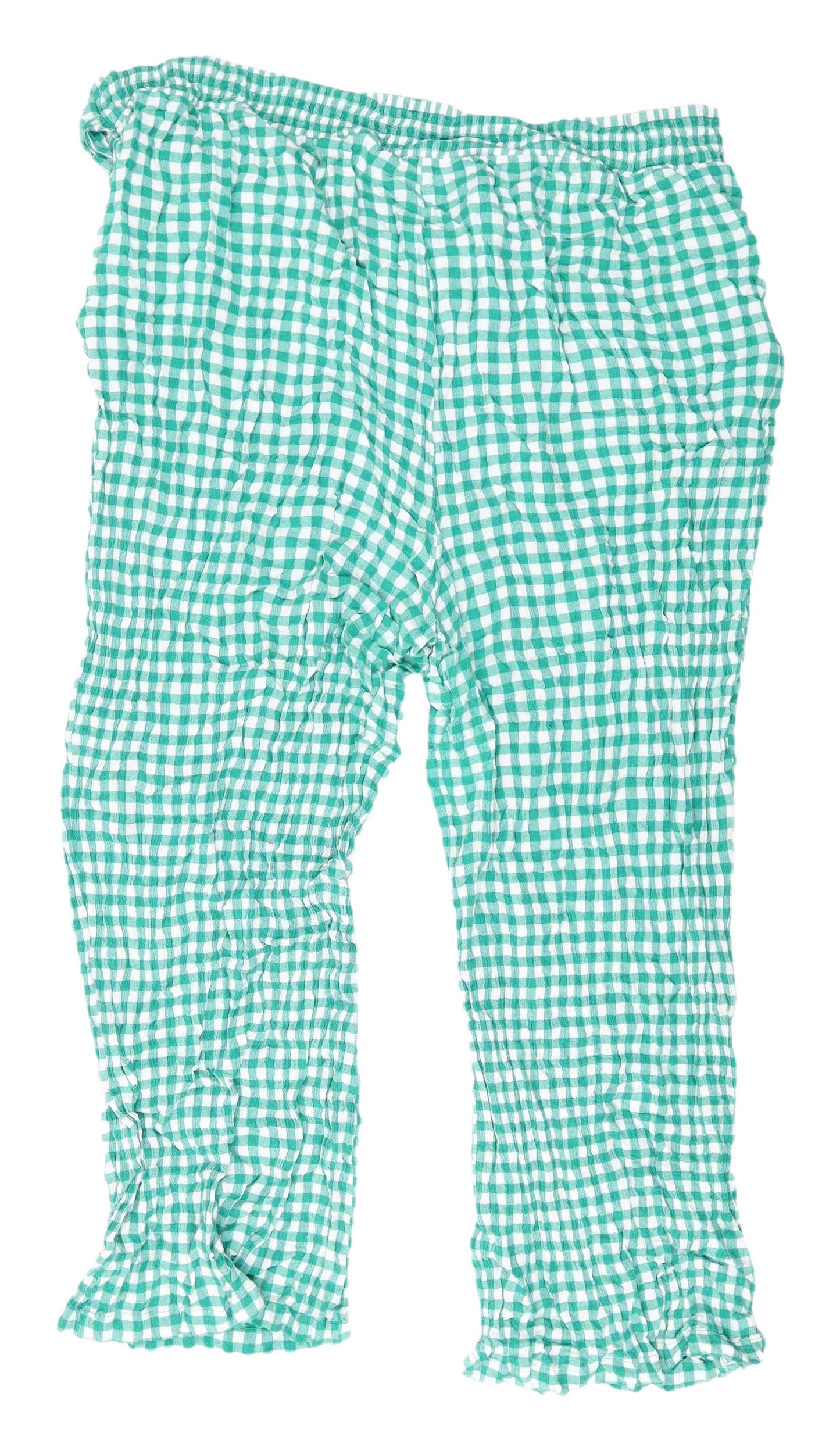 Simply Be Women's Green Check Cropped Trousers