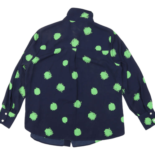 Marks and Spencer Women's Blue Polka Dot Button-Up Shirt