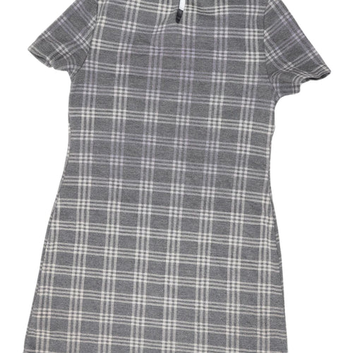 Dorothy Perkins Women's Grey Plaid Shift Dress Size 8
