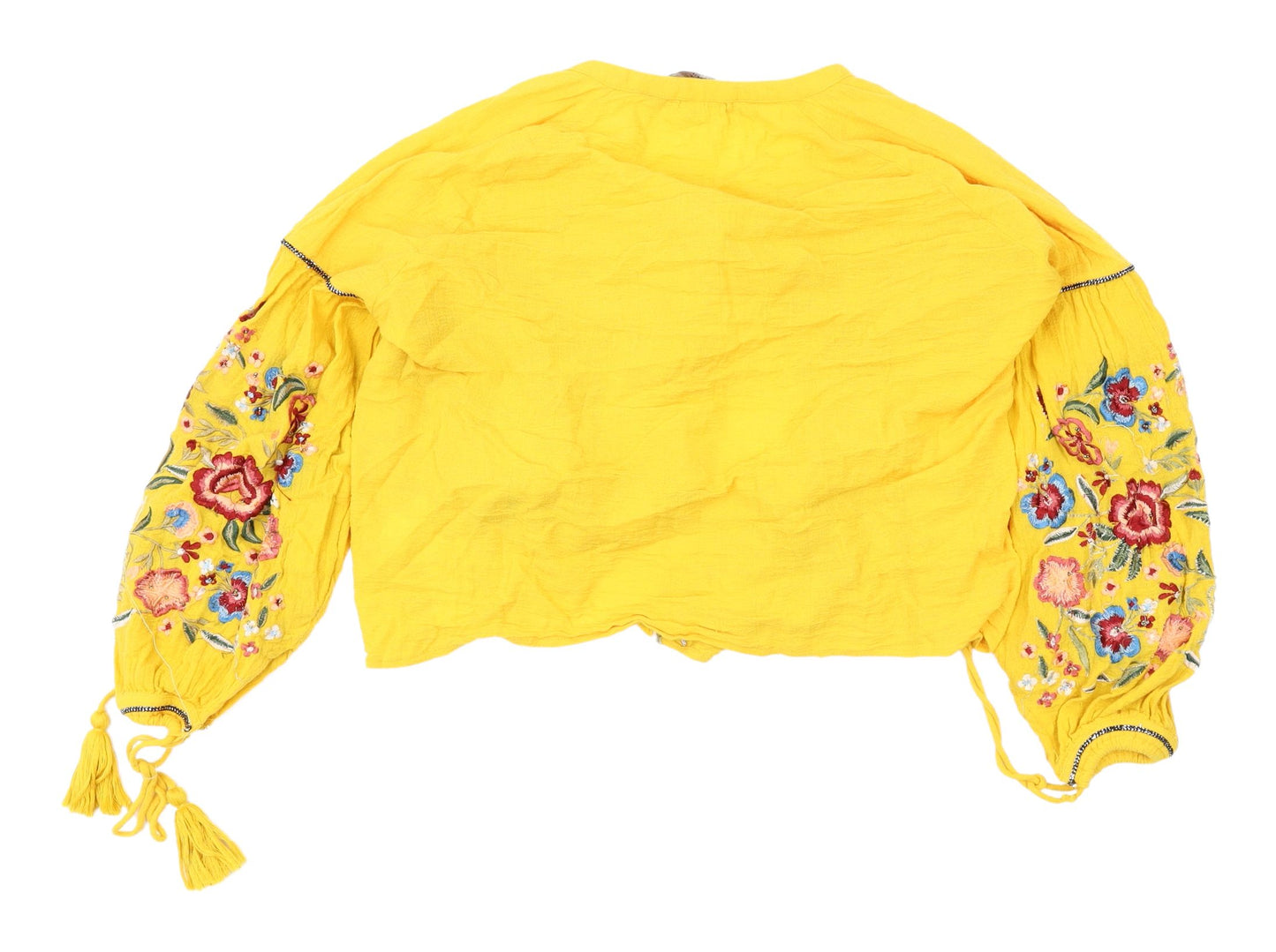 Bershka Yellow Embroidered Cotton Bohemian Tunic