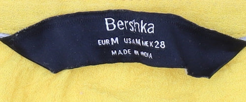 Bershka Yellow Embroidered Cotton Bohemian Tunic