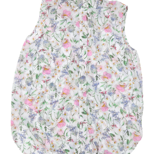 H&M Women's Floral Sleeveless Chiffon Blouse Size 8
