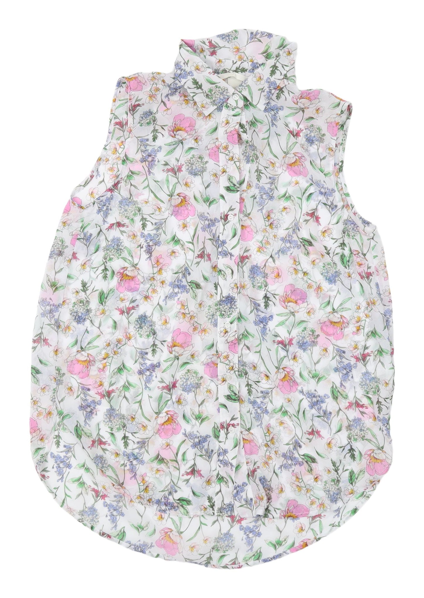 H&M Women's Floral Sleeveless Chiffon Blouse Size 8