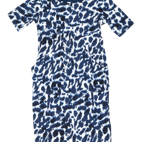 M&S Women's Blue Animal Print Shift Dress Size 12