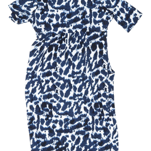 M&S Women's Blue Animal Print Shift Dress Size 12