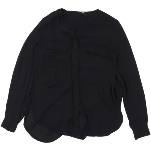 H&M Women's Black Long Sleeve Blouse, Size 8