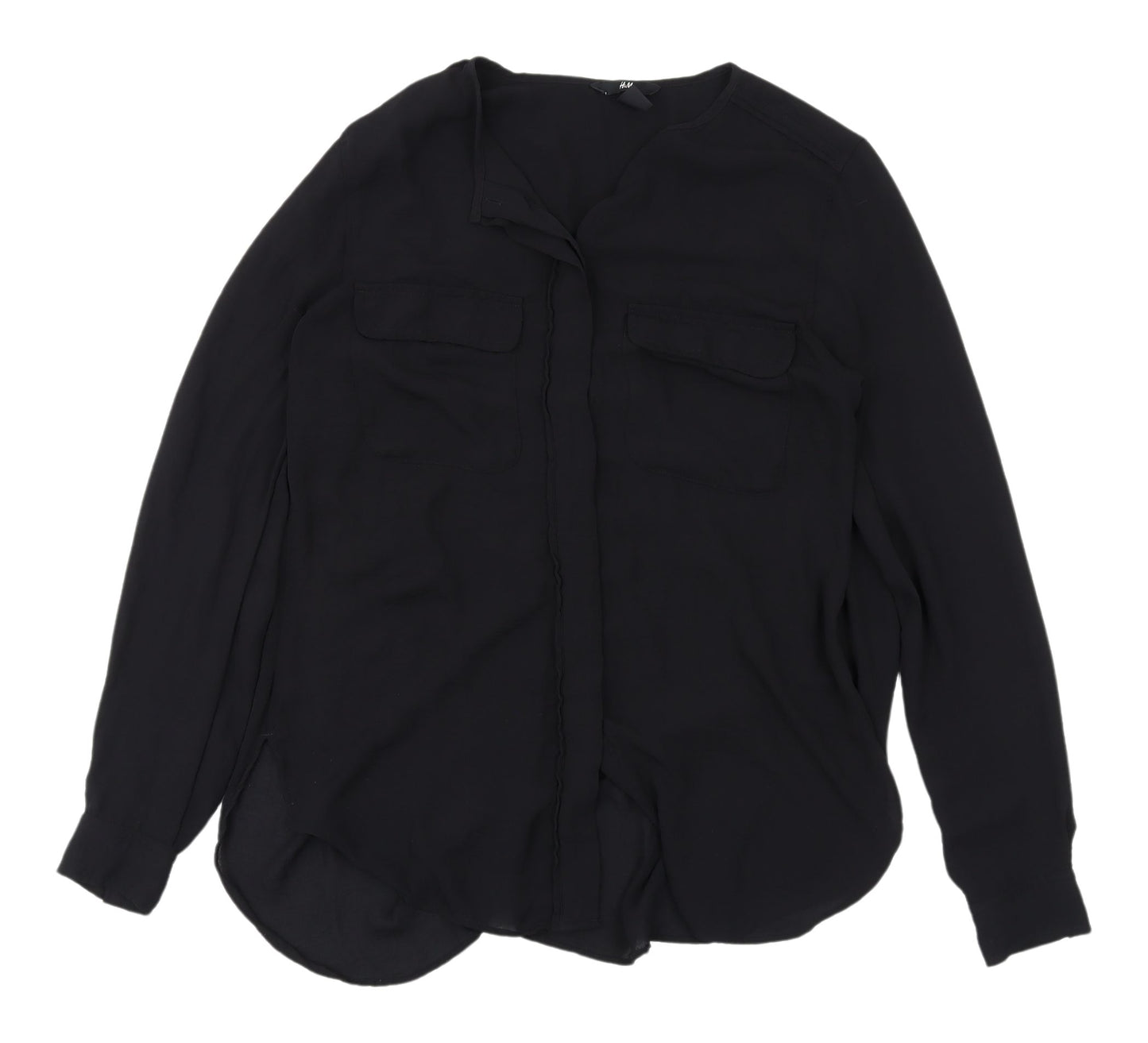 H&M Women's Black Long Sleeve Blouse, Size 8
