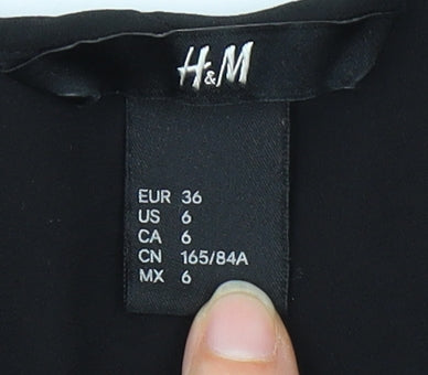 H&M Women's Black Long Sleeve Blouse, Size 8
