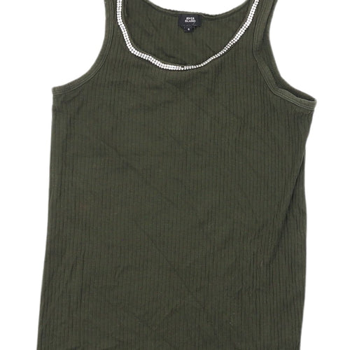 River Island Women's Green Beaded Cotton Tank Top