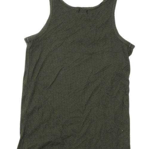 River Island Women's Green Beaded Cotton Tank Top