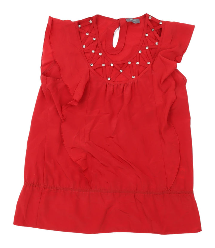 Et Vous Red Beaded Women's Blouse Size 14