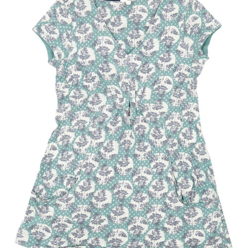White Stuff Women's Green Floral T-Shirt Dress Size 12