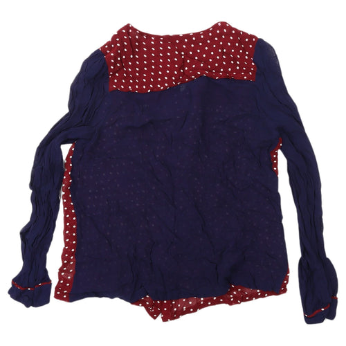 Topshop Women's Red Polka Dot Button-Up Blouse - Size 16