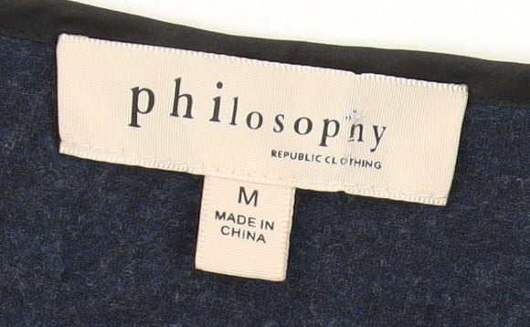 Philosophy Women's Blue Basic Long Sleeve T-Shirt Medium