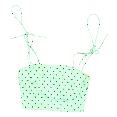 Zara Women Mint Polka Dot Crop Top Size S