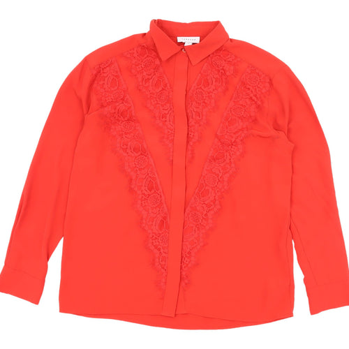 Topshop Red Button-Up Lace Women’s Shirt UK 10