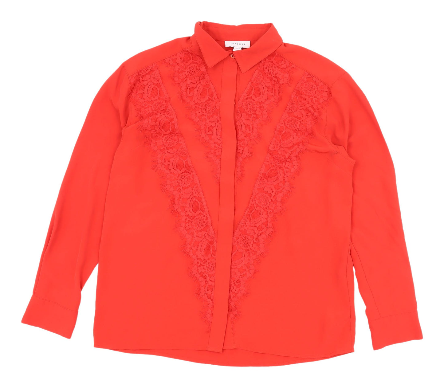 Topshop Red Button-Up Lace Women’s Shirt UK 10