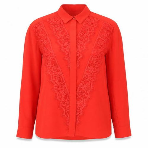 Topshop Red Button-Up Lace Women’s Shirt UK 10
