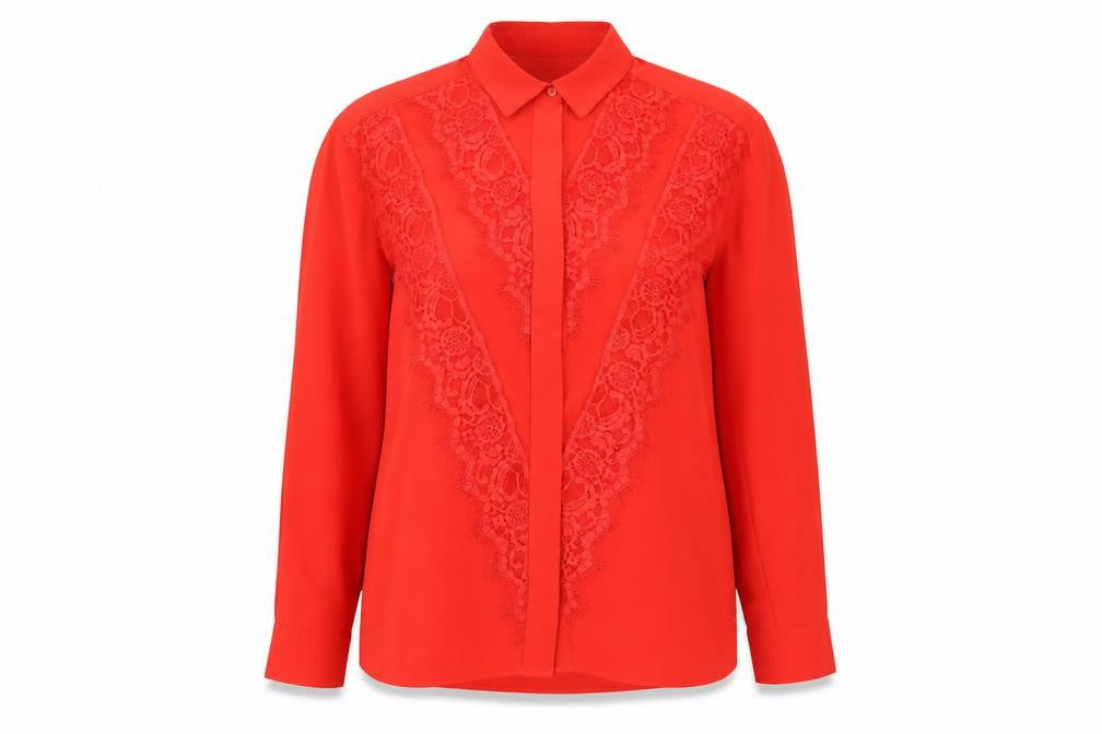Topshop Red Button-Up Lace Women’s Shirt UK 10
