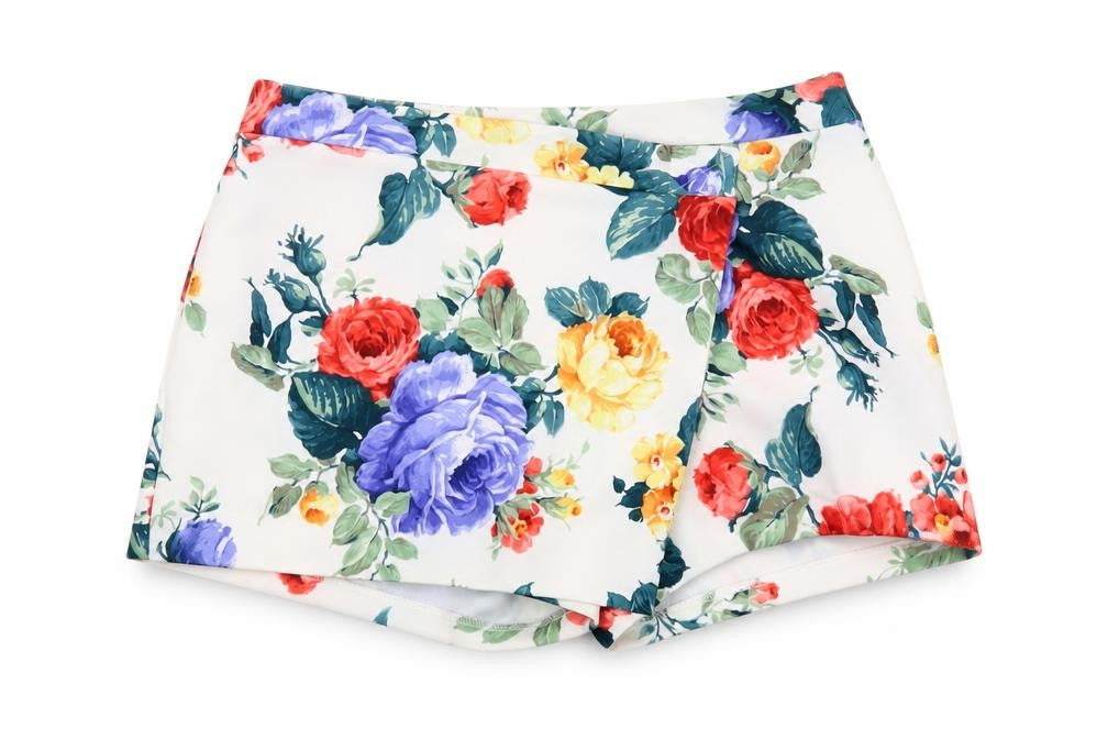 Front view of ASOS Women's Multicoloured Floral Wrap Shorts