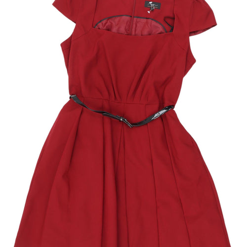 New Look Women's Red Fit & Flare Dress Size 12