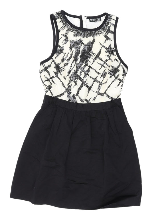 Warehouse Women's Black Print Mini Fit & Flare Dress