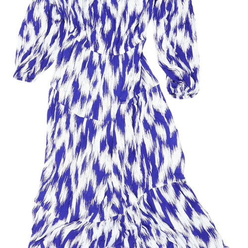 Marks & Spencer Blue Fit & Flare Midi Dress - Size 8