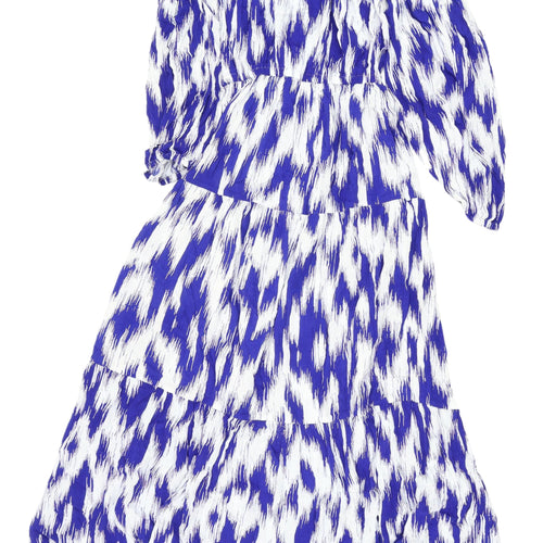 Marks & Spencer Blue Fit & Flare Midi Dress - Size 8